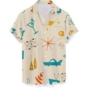 Men's Retro Bowling Shirts 50s Rockabilly Style Button Down Shirts Vintage Style